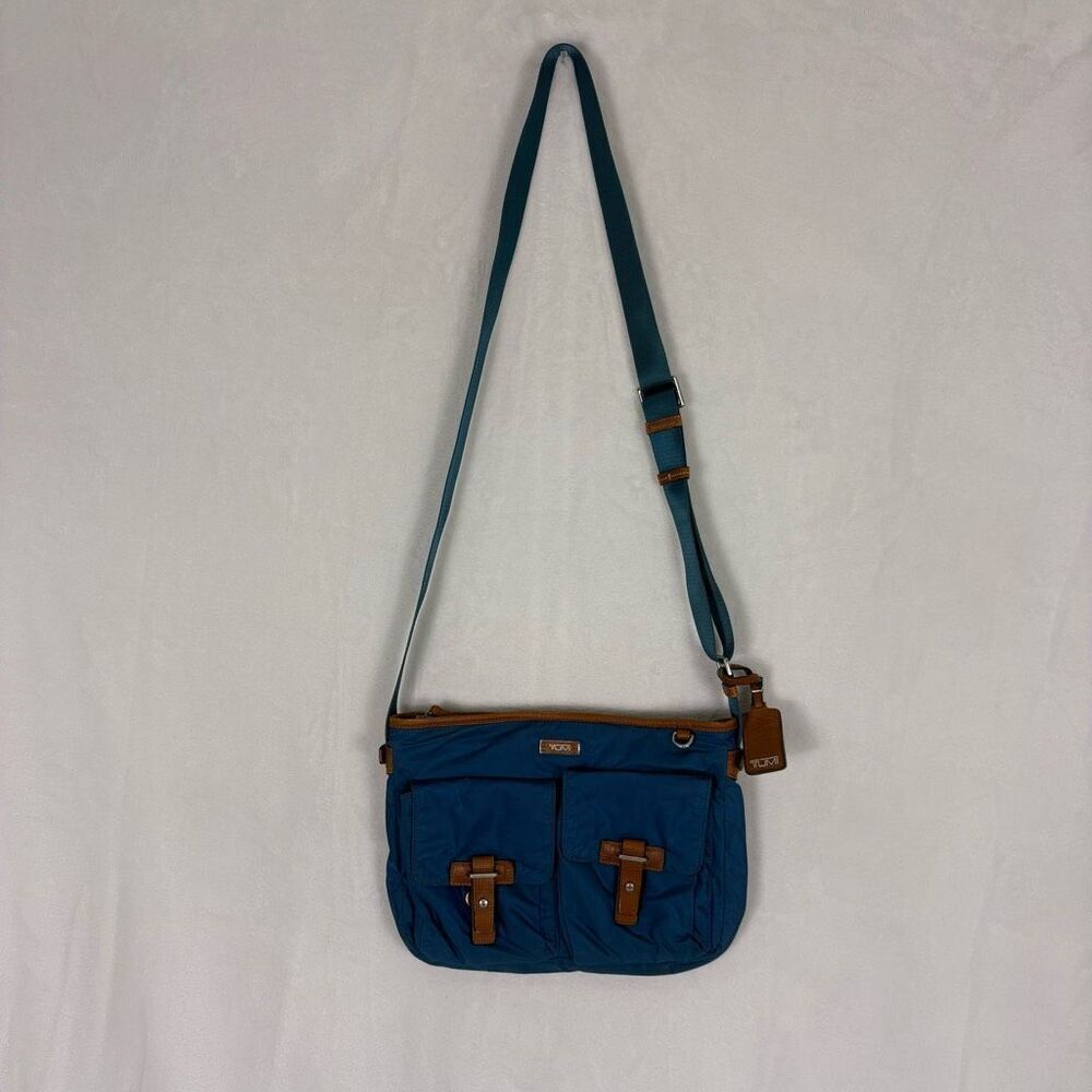 Tumi Teal Nylon Crossbody Travel Purse
